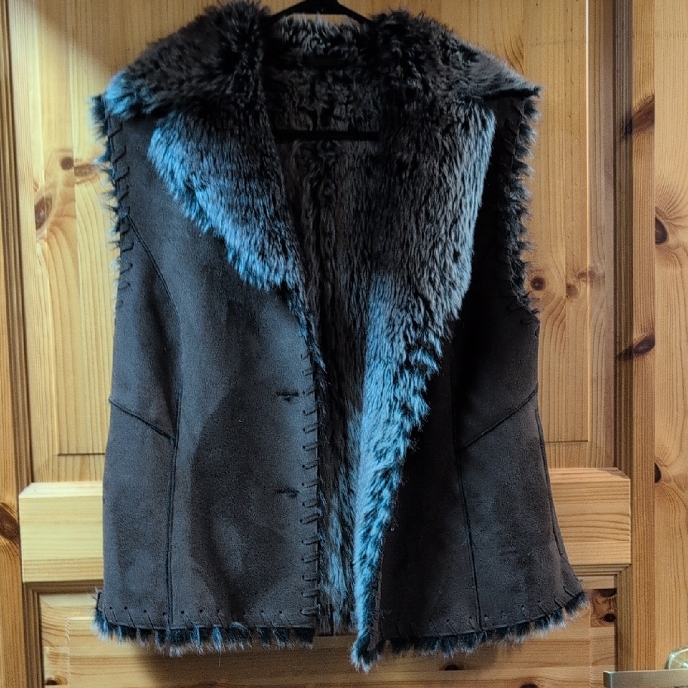 Scully Women's Faux Fur Trim Vest - Dark Brown